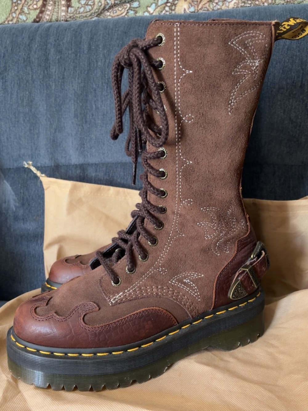 DR. MARTENS 1B99 GOTHIC
AMERICANA LEATHER MID CALF PLATFORM BOOTS